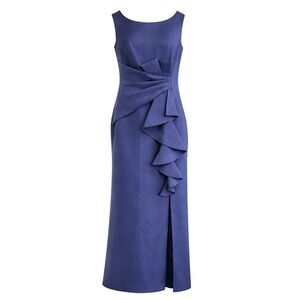 Eliza J Navy Ruffle Front Formal Gown Size 2 Elegant Evening Dress